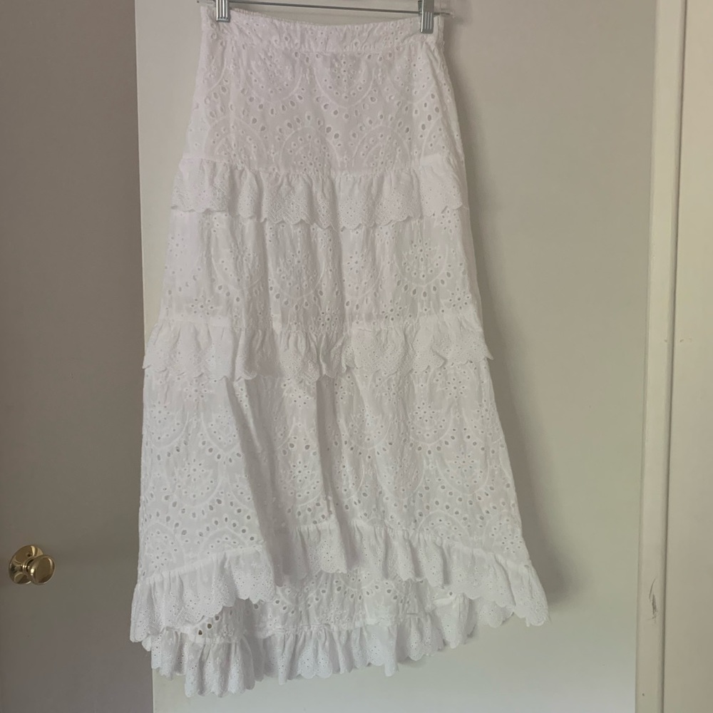 White eyelet tiered midi skirt size small